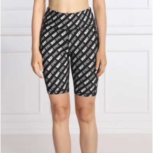 DKNY Sport Womens Logo Print High Waist Active Yoga Bike Shorts - Picture 9 of 16